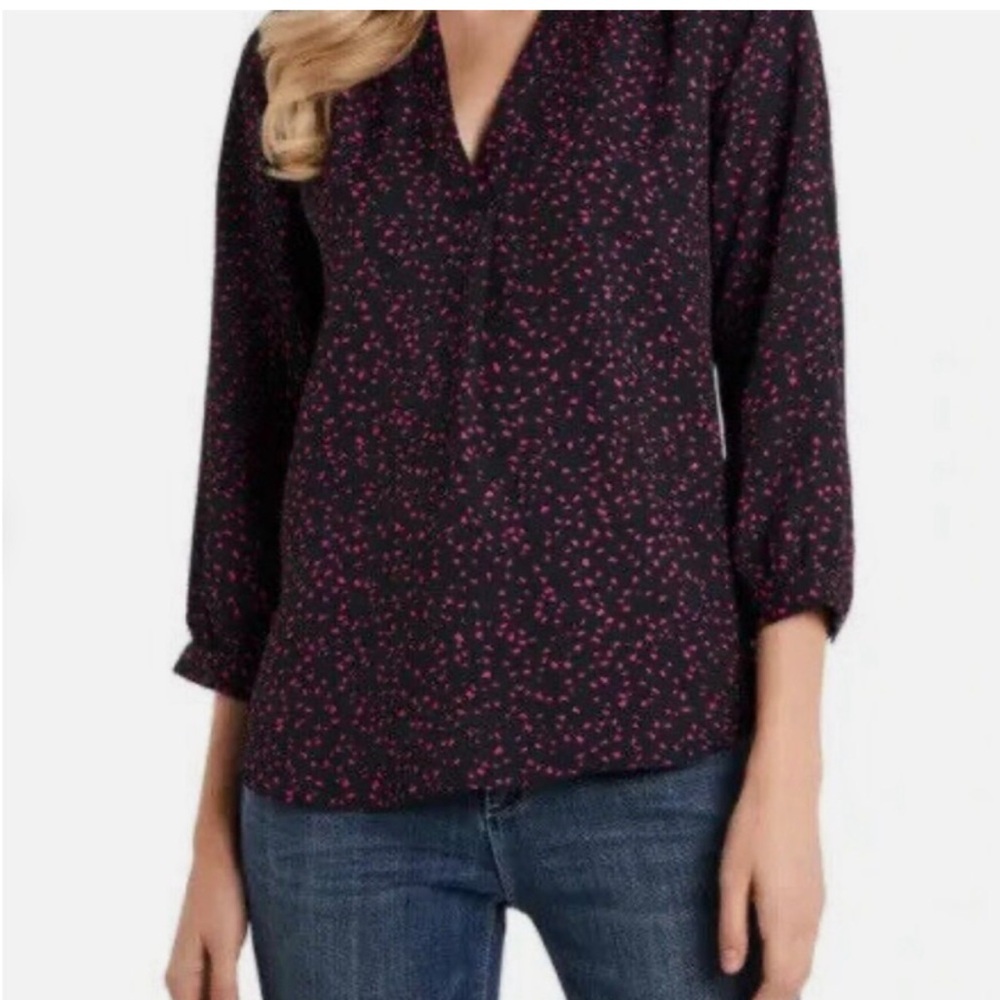 Vince Camuto Confetti Print V-Neck Blouse - Legacy Pink Size M